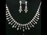 Load and play video in Gallery viewer, Designer 925 Silver Necklace Set with Sparkling Dangling Drops