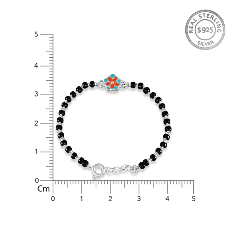 One Pair Flower of my Eyes Silver Baby Nazariya Bracelet -  With Adjustable links 12+1 cm  (ideal for Newborns to 3 years age