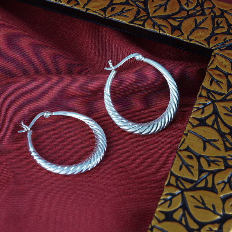 Twist Hoops 925 Sterling Silver Hoop Earrings