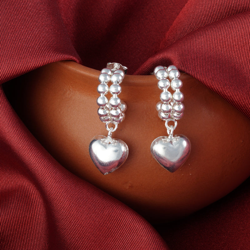 Camellia Heart 925 Sterling Silver Earrings