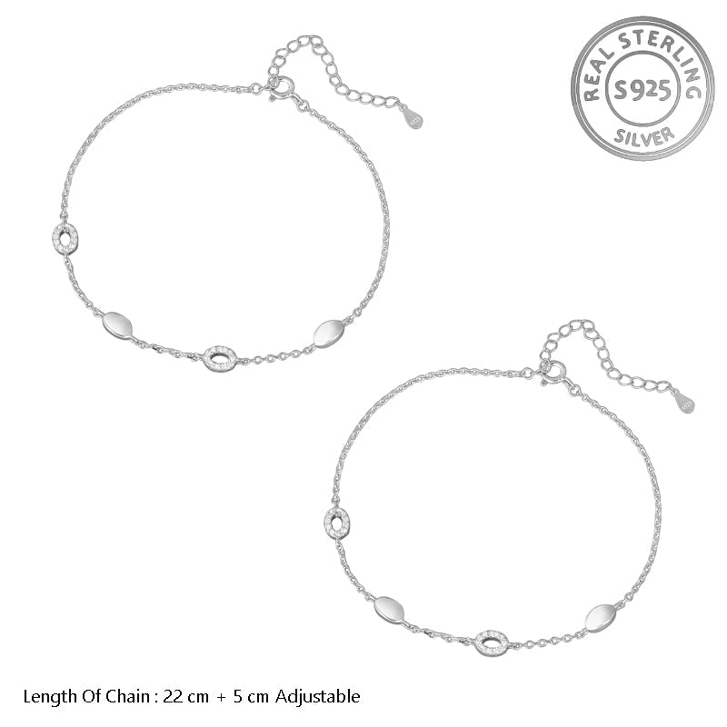Madhuban Odyssey 925 Sterling Silver Anklets with Adjustable Length
