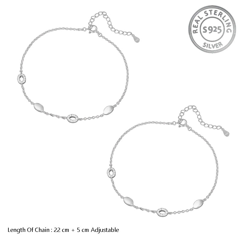 Madhuban Odyssey 925 Sterling Silver Anklets with Adjustable Length