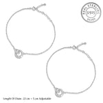 Load image into Gallery viewer, Madhuban Together Forever 925 Sterling Silver Anklets with Adjustable Length
