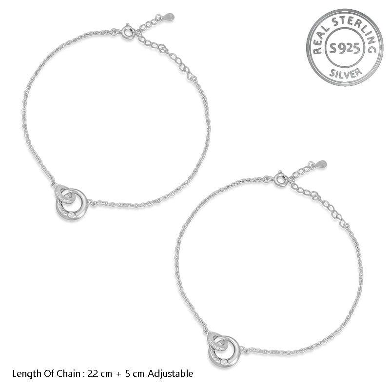 Madhuban Together Forever 925 Sterling Silver Anklets with Adjustable Length