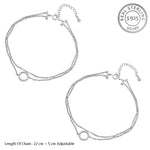 Load image into Gallery viewer, Madhuban Circle of Life 925 Sterling Silver Double Line Anklets with Adjustable Length
