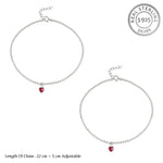 Load image into Gallery viewer, Madhuban Red Heart 925 Sterling Silver Anklets with Adjustable Length
