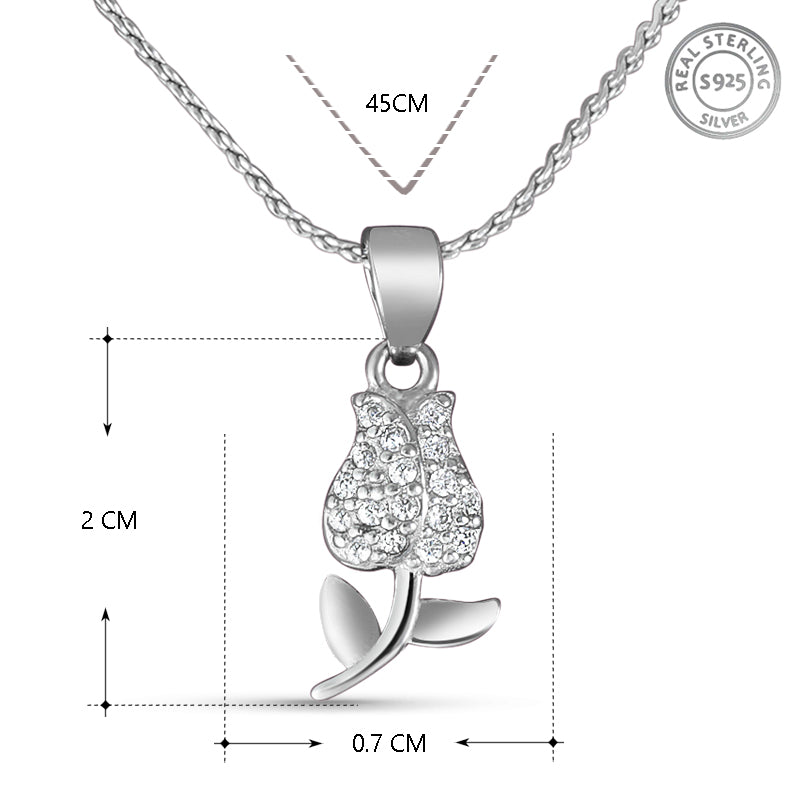 Yuva Rose Sterling Silver Pendant with chain (Chain Length 18 inches)