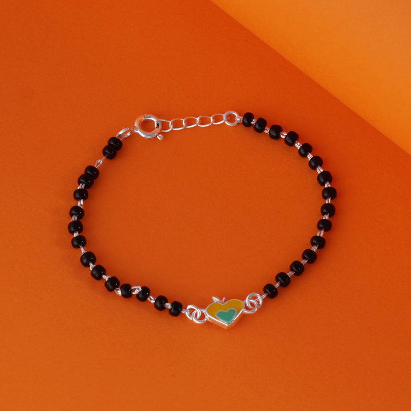 One Pair Rainbow Heart Silver Baby Nazariya Bracelet -  With Adjustable links 12+1 cm (ideal for Newborns to 3 years age