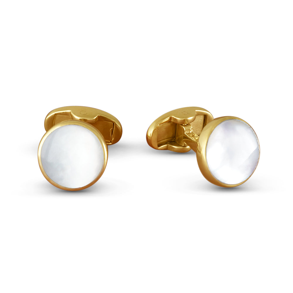 Mother Of Pearl Gold Plated 925 Sterling Silver Cufflink