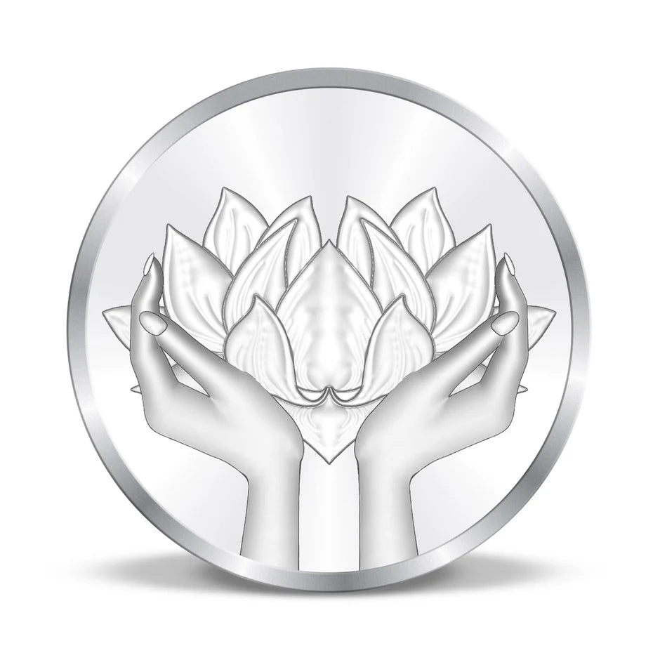 999 Purity 20 grams Lotus Silver Coin Akshay Tritiya With BIS Hallmarked