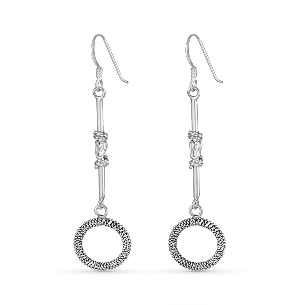 Handmade Circle 925 Sterling Silver Hook Earrings for Women