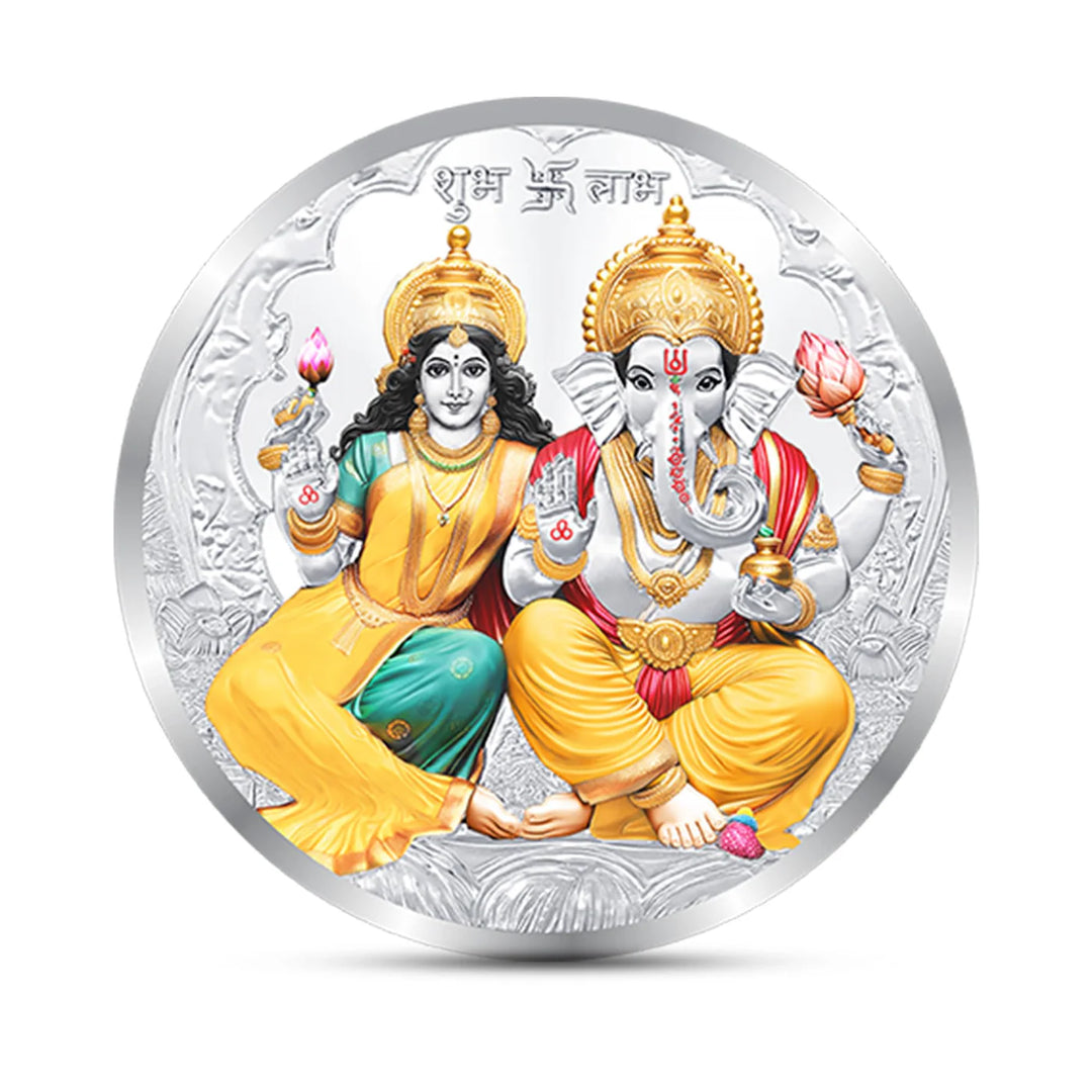 TUANZ 999 Purity 20 grams Laxmi Ganesh Silver Coin With BIS Hallmarked