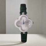 Load image into Gallery viewer, Women&#39;s 925 Sterling Silver Watch with Black Leather Belt
