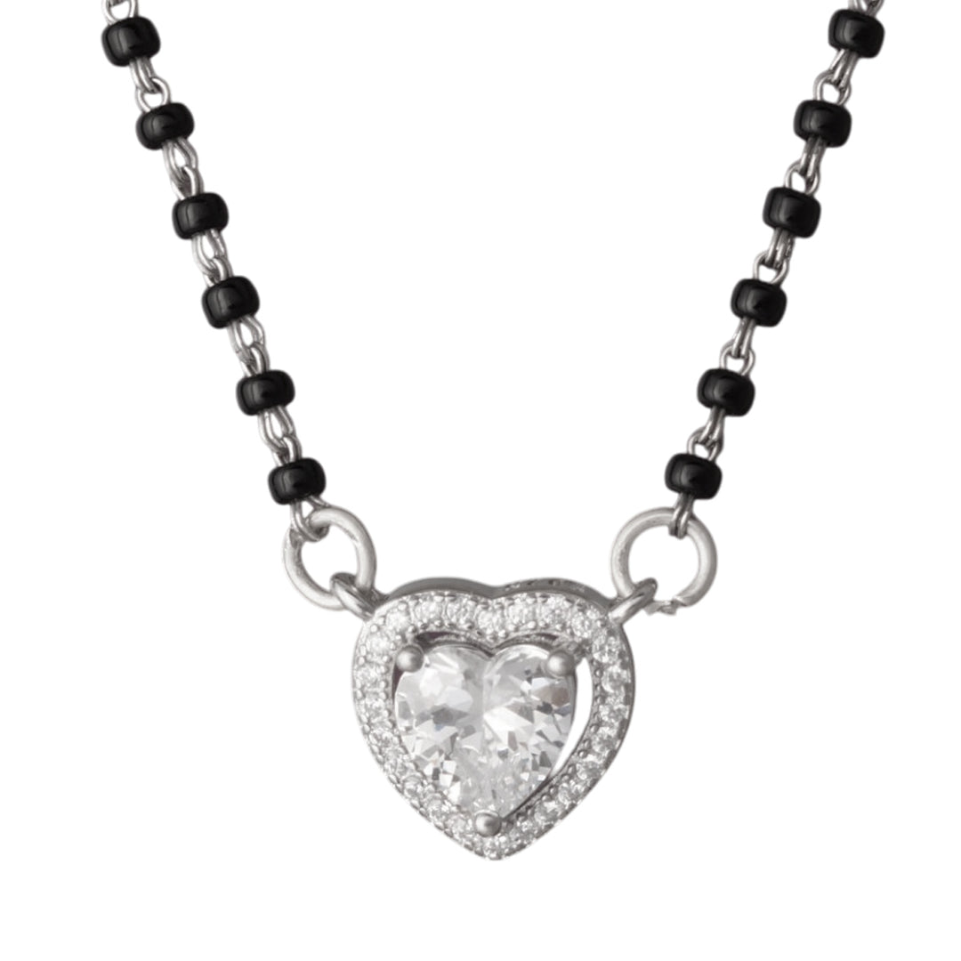 Raga Heart Shape Mangalsutra in 925 Sterling Silver 17 inches