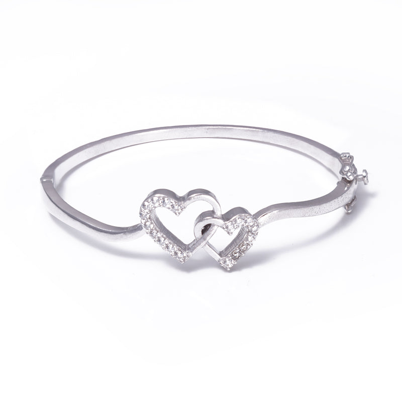 Twin Heart 925 Silver Bangle TBR-810