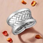 Load image into Gallery viewer, Handmade Knit Styled 925 Sterling Silver Ring - Adjustable Ring Size
