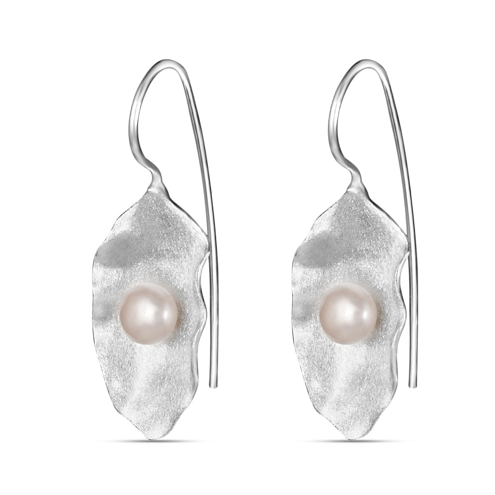 Oyster Pearl 925 Sterling Silver Dangling Hook Earrings for Women