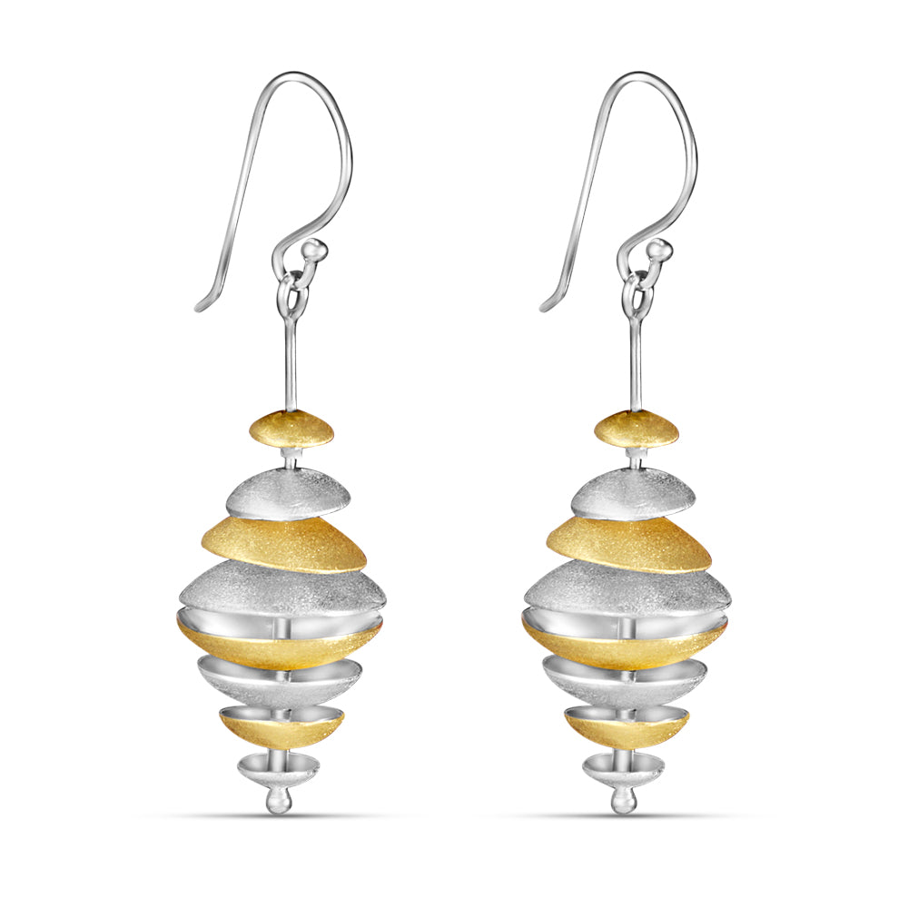 Lantern Rhodium and Gold Plated 925 Sterling Silver Hook Earrings for Women