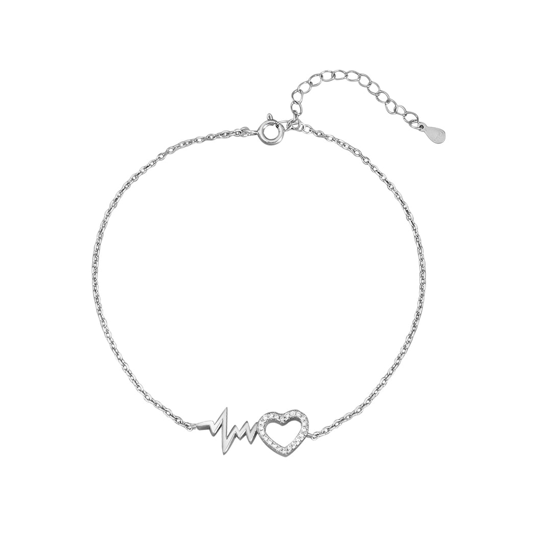Madhuban Heart 925 Sterling Silver Anklets with Adjustable Length