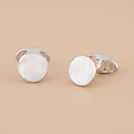 Load image into Gallery viewer, Mother of Pearl Rhodium Plated 925 Sterling Silver Cufflink
