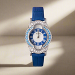 Load image into Gallery viewer, Women&#39;s 925 Sterling Silver Watch with Blue Leather Belt

