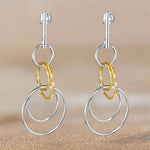 Load image into Gallery viewer, Circles Two Tone 925 Sterling Silver Hook Earrings for Women
