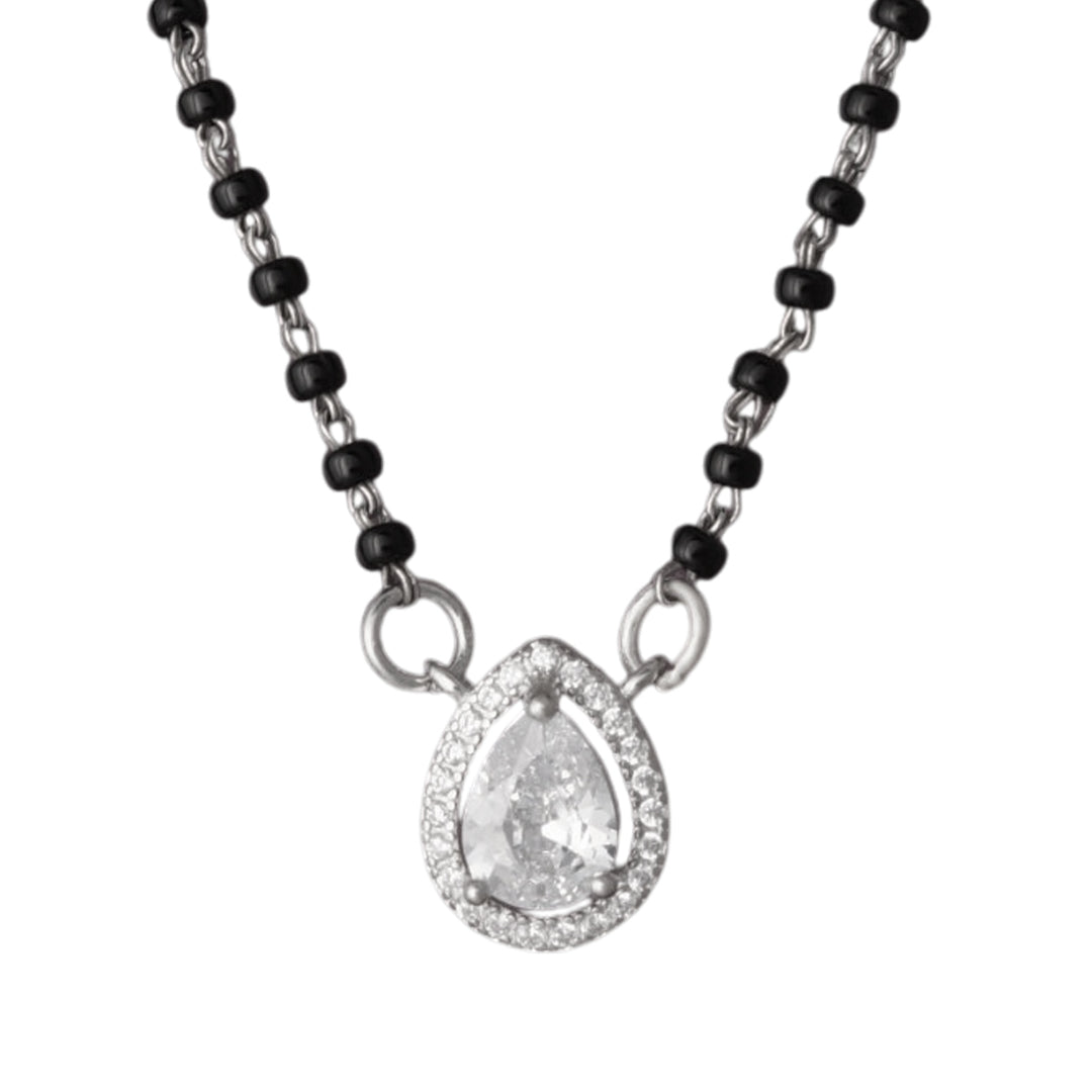 Raga Pear Shape Mangalsutra in 925 Sterling Silver Rhodium Plated 17 inches