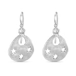 Load image into Gallery viewer, Handmade and Textured Pear shaped Rhodium Plated 925 Sterling Silver Dangling Hook Earrings for Women
