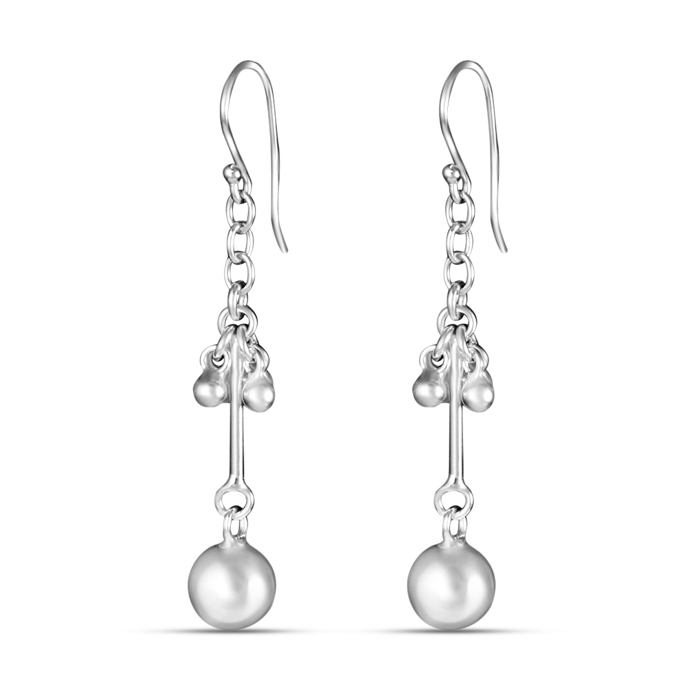 Metal ball 925 Sterling Silver Dangling Hook Earrings for Women