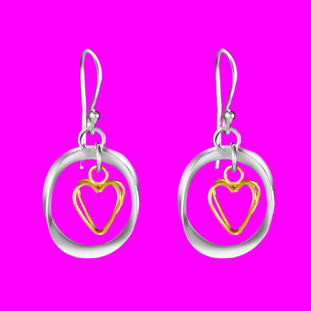 Valentine Two Tone 925 Sterling Silver Hook Earrings for Women