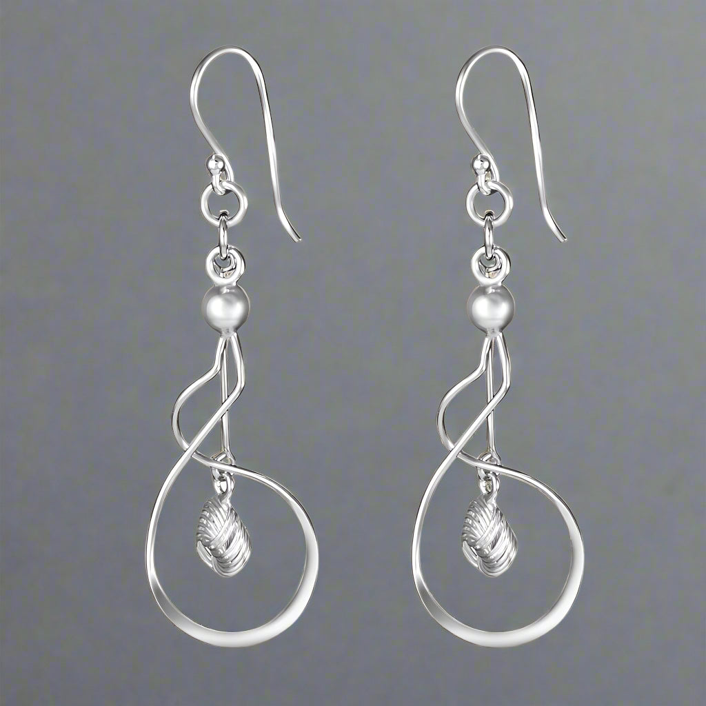 Wave 925 Sterling Silver Dangling Hook Earrings for Women