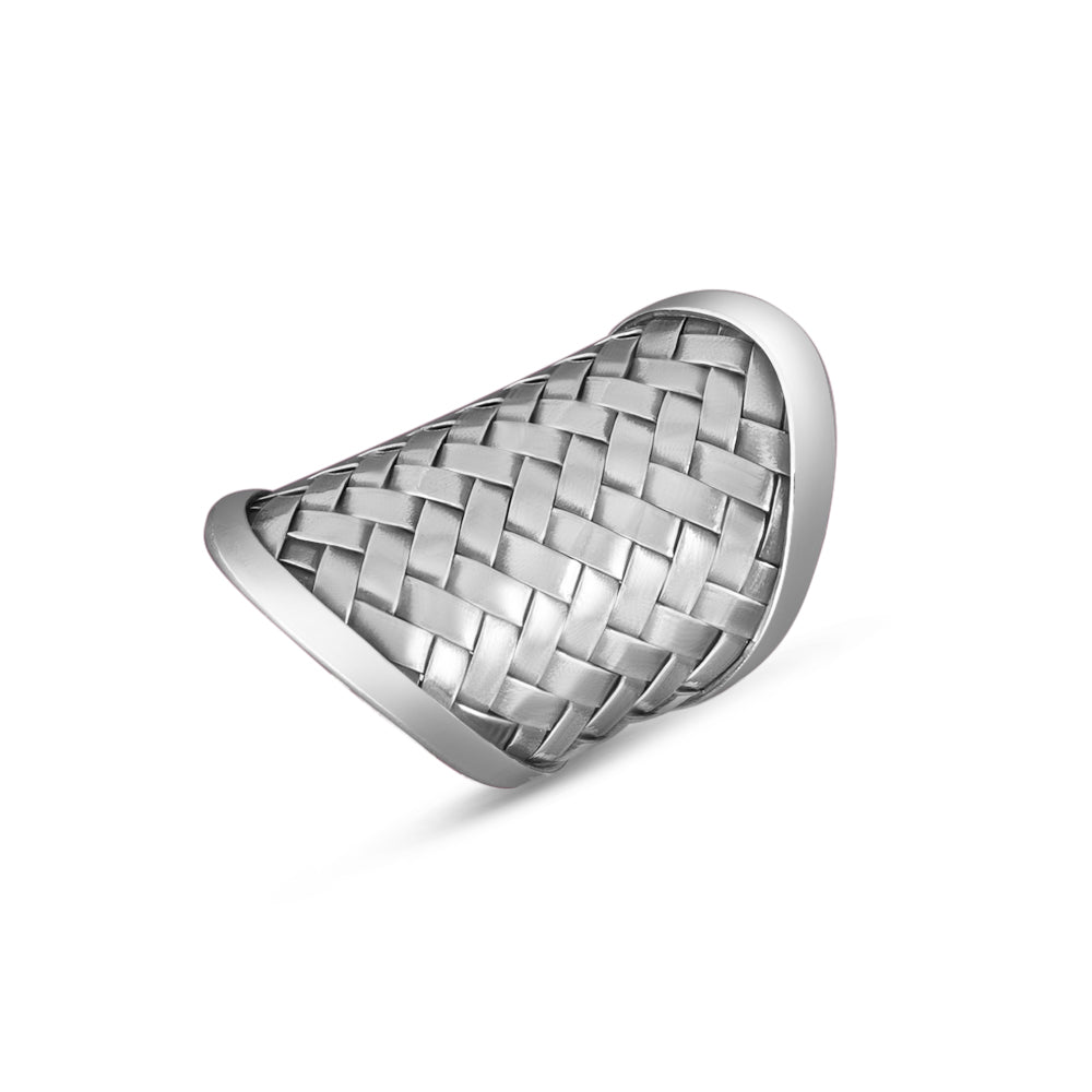 Handmade Woven Signet 925 Sterling Silver Ring (Adjustable Ring Size)