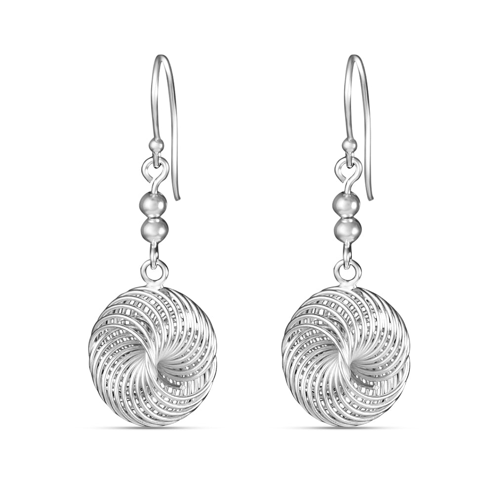 Geometric Waves 925 Sterling Silver Dangling Hook Earrings for Women