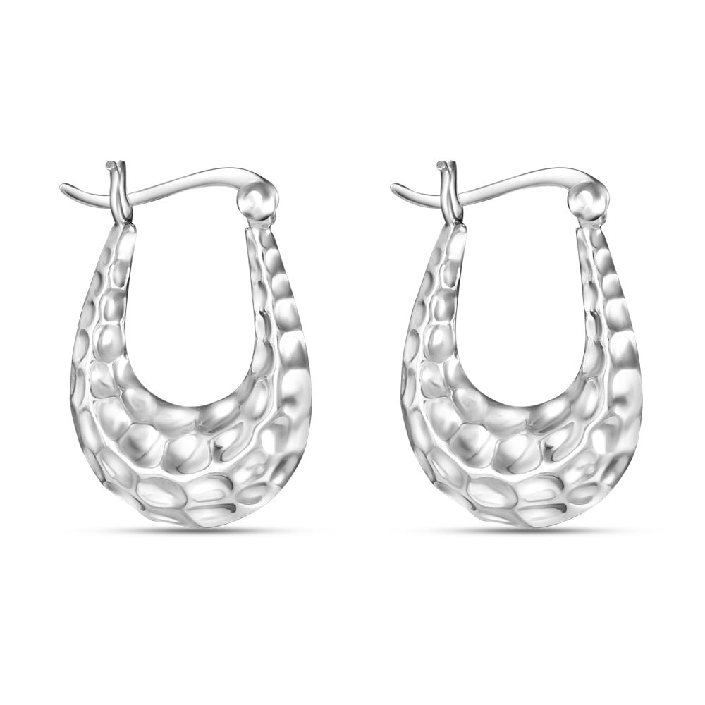 Hand Textured 925 Sterling Silver Hoop Earrings