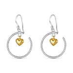 Load image into Gallery viewer, Dangling Golden Hearts Two Tone Link 925 Sterling Silver Earrings
