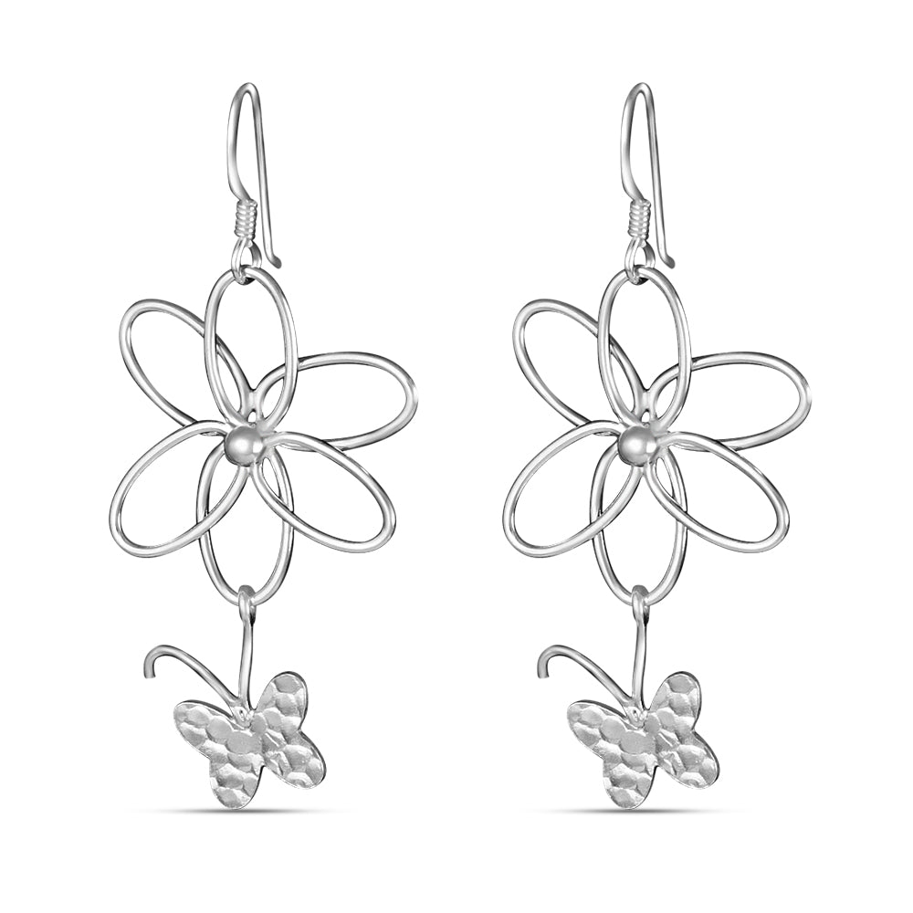 Nirvana Rhodium Plated 925 Sterling Silver Hook Earrings for Women