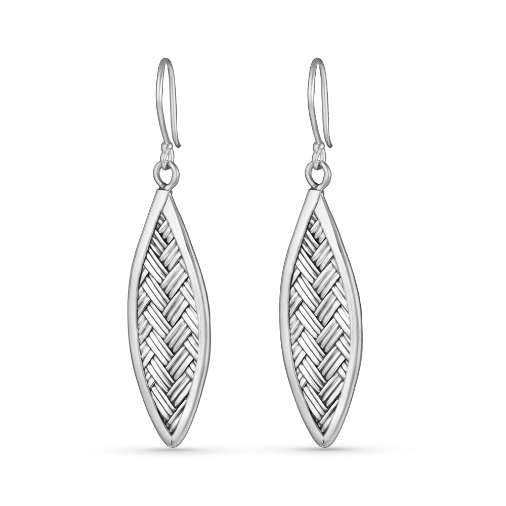 Handmade Woven 925 Sterling Silver Hook Earrings for Women's