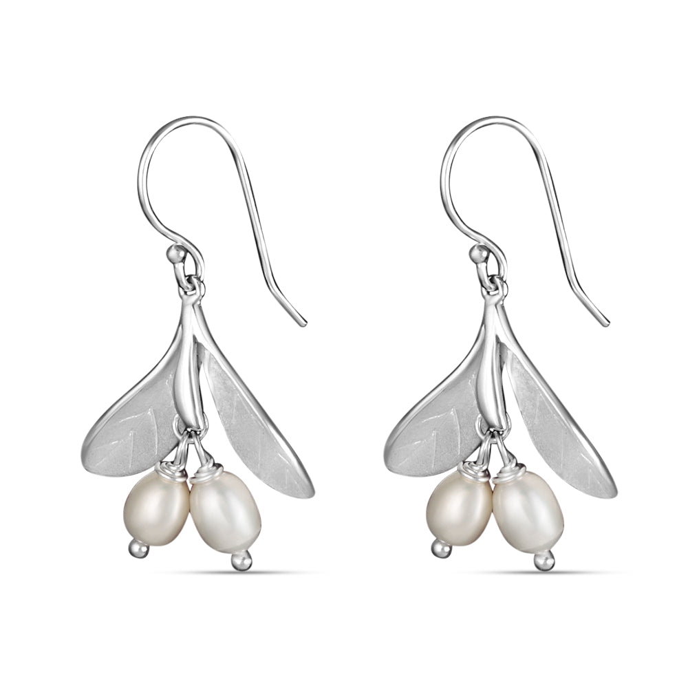 Oyster Twin Pearl 925 Sterling Silver Dangling Hook Earrings for Women