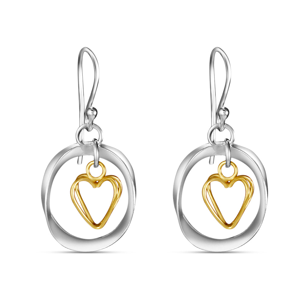 Valentine Two Tone 925 Sterling Silver Hook Earrings for Women