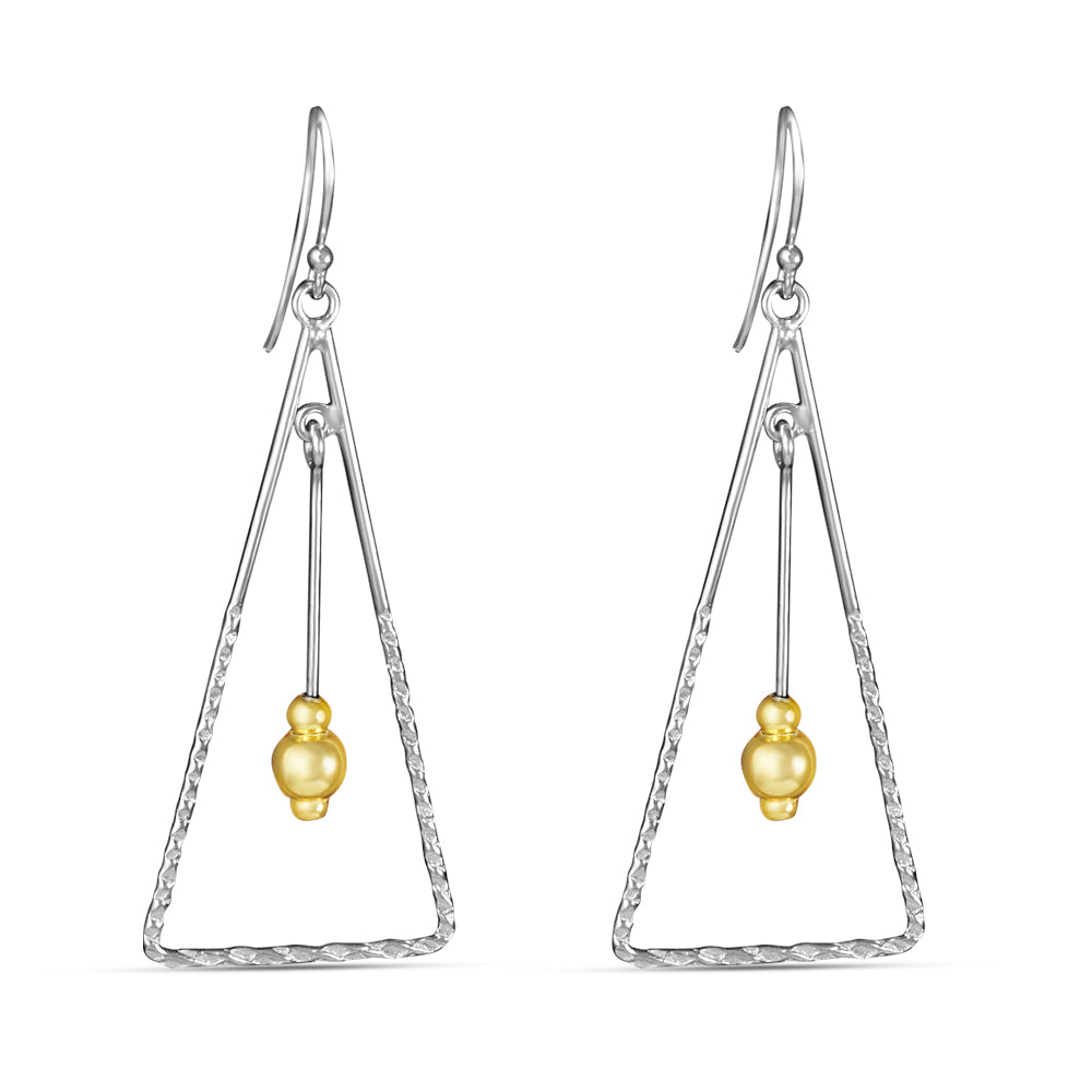 Triangle 925 Sterling Silver Dangling Hook Earrings for Women