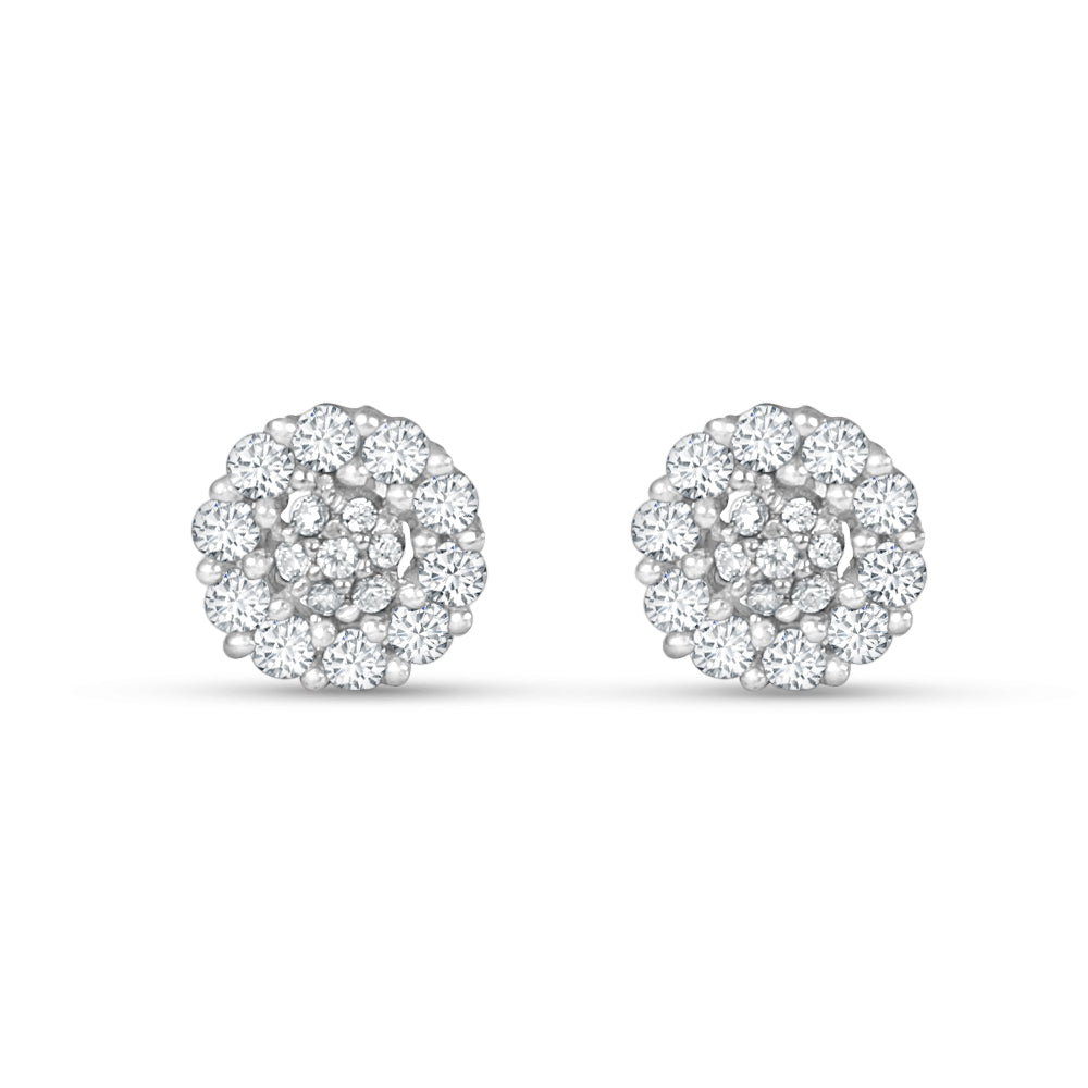 Asha Halo Studs 925 Silver Earrings