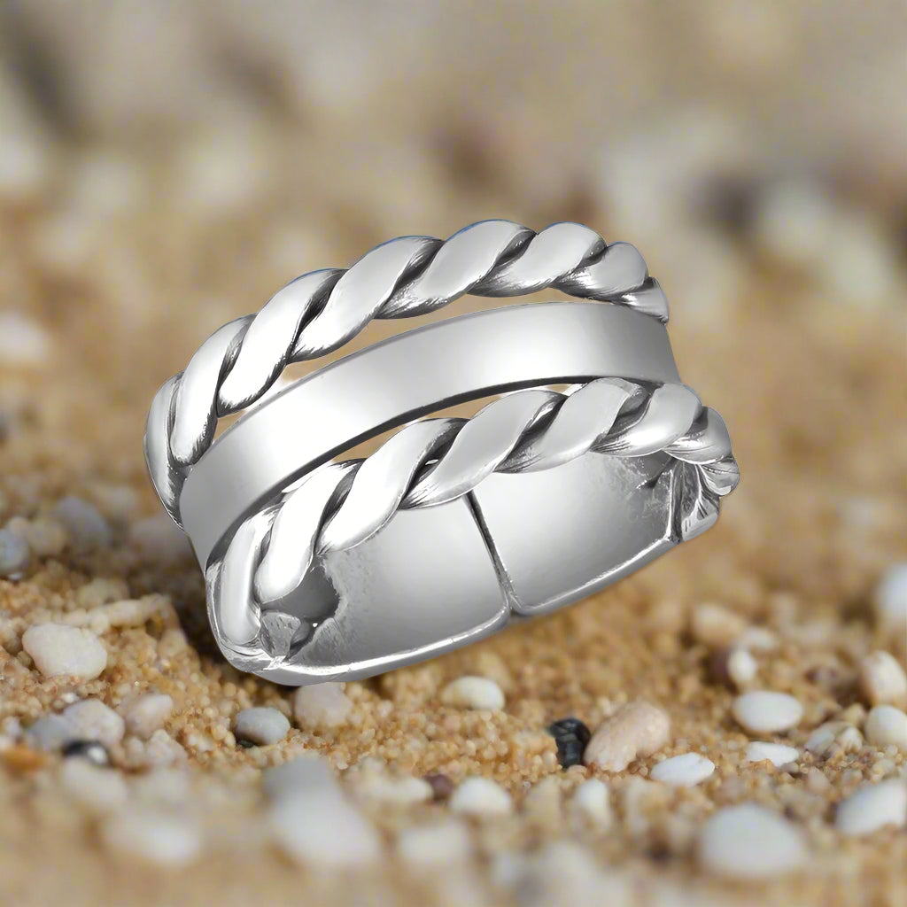 Handmade Men's Chala 925 Sterling Silver Ring - Adjustable Ring Size