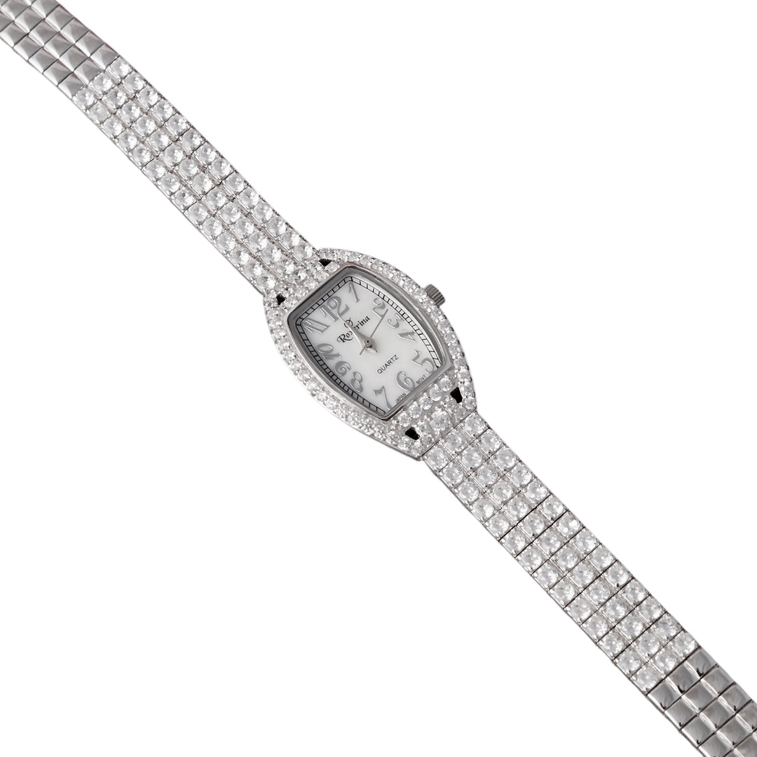 Women's 925 Sterling Silver Watch with Bracelet Belt  - Rectangular Dial