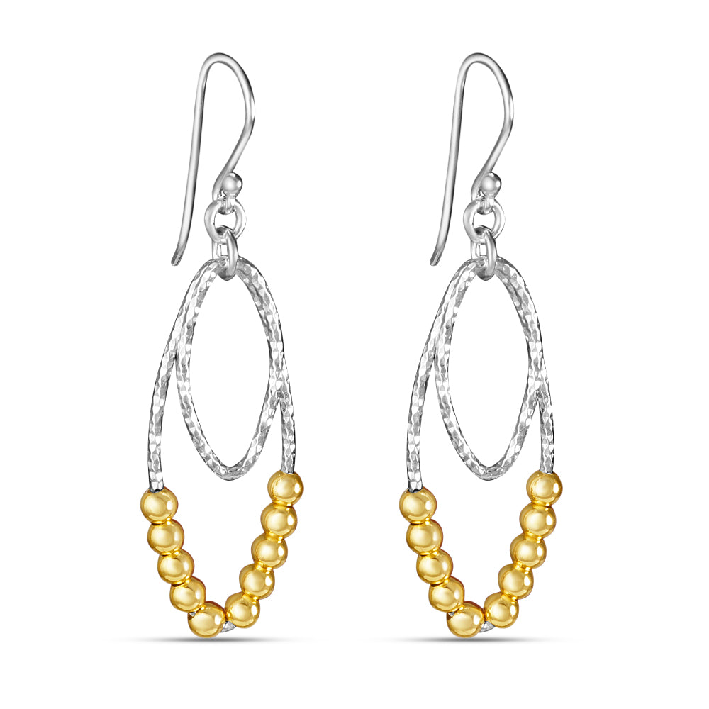 Two Tone 925 Sterling Silver Hook Earrings for Women