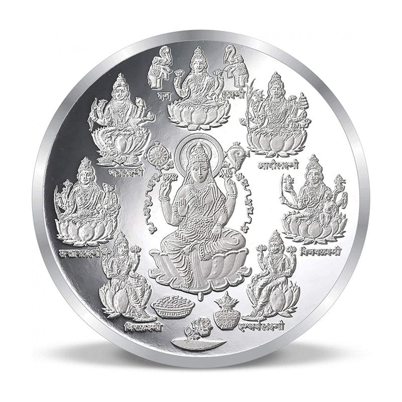 Ashta Lakshmi Yantra 999 Pure Silver Coin 10 gm With BIS Hallmarked
