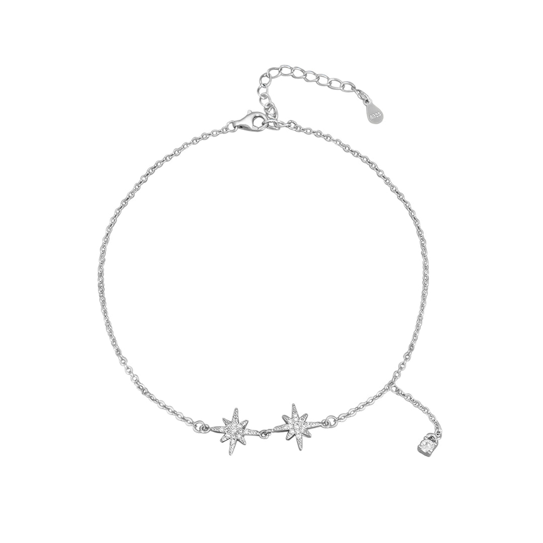 Madhuban Northern Star 925 Sterling Silver Anklets with Adjustable Length