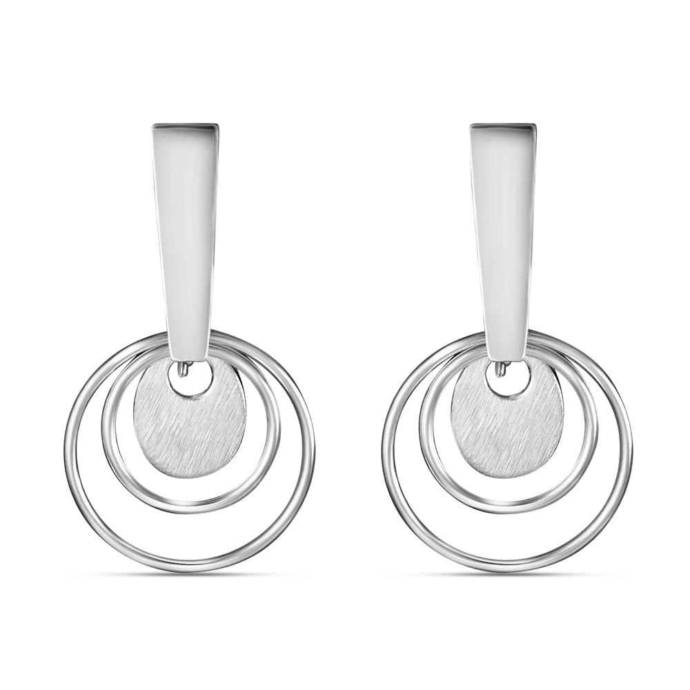 Circle Rhodium Plated 925 Sterling Silver Dangling Hook Earrings for Women