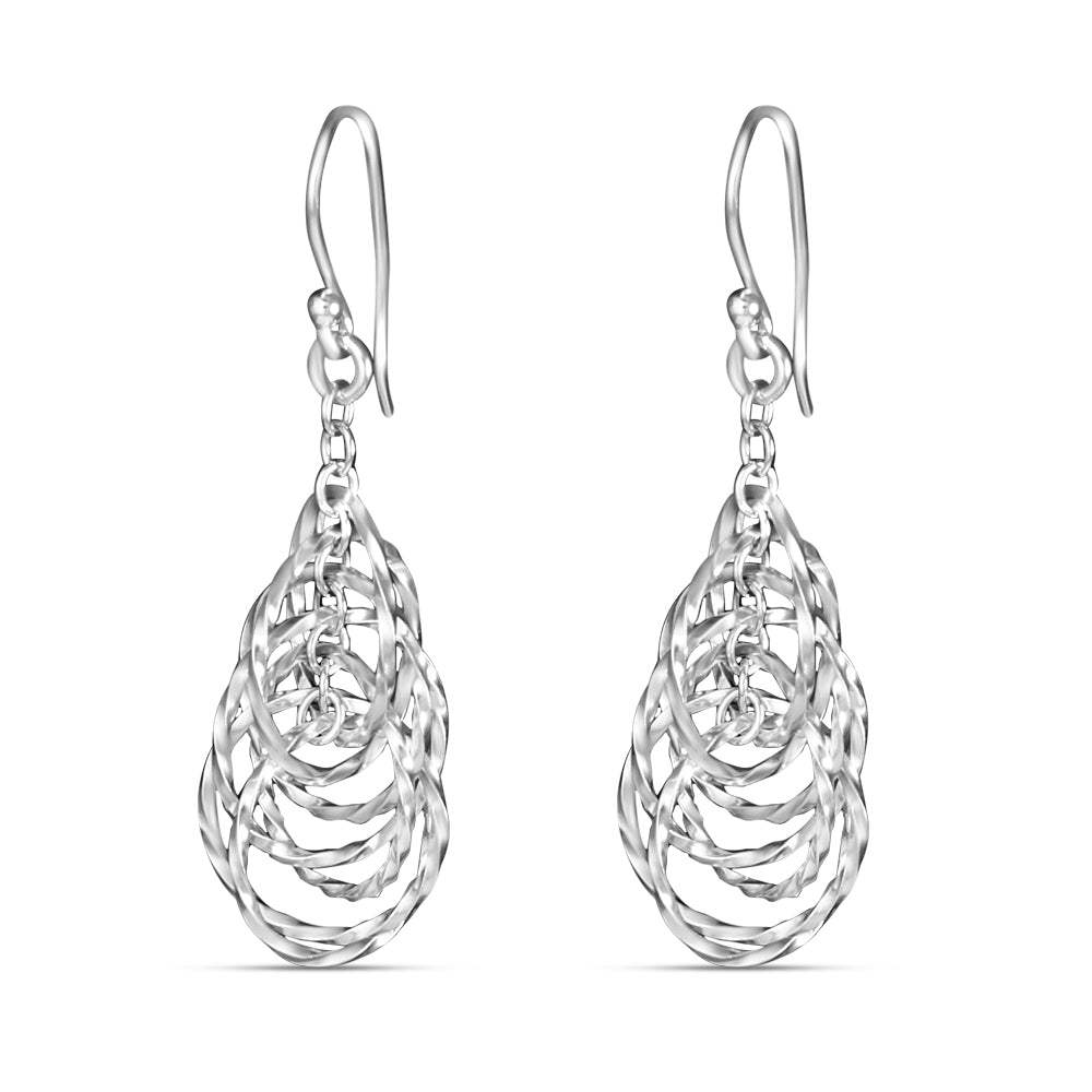 Eccentric Round 925 Sterling Silver Dangling Hook Earrings for Women