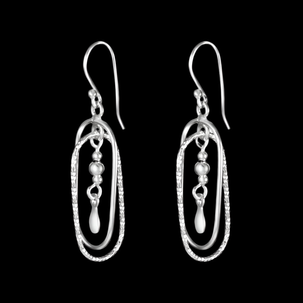 Oval Chimes 925 Sterling Silver Dangling Hook Earrings for Women