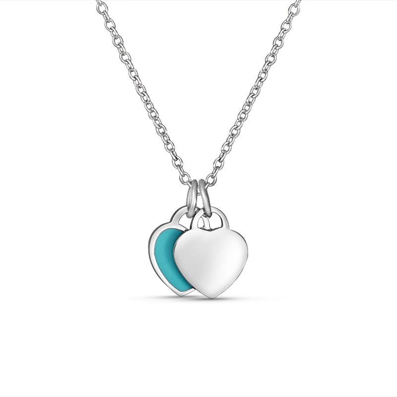 Twin Heart 925 Silver Necklace